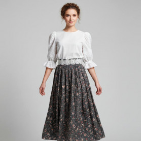 Блуза Варенька, хлопок, шитье