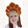 Кокошник Москвичка, бордовый с золотом- фото 1