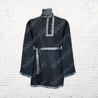 Косоворотка Народная, хлопок, черный- фото 1