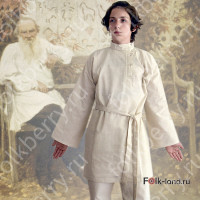 Косоворотка Лев Толстой, лен, небеленый лен