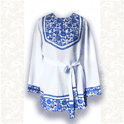 Косоворотка Василек, хлопок, белый- фото 1